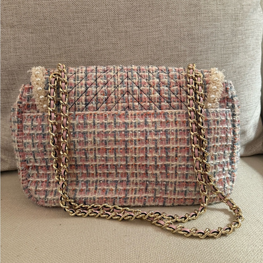 Karl Lagerfeld tweed flap shoulder bag - Picture 2 of 4
